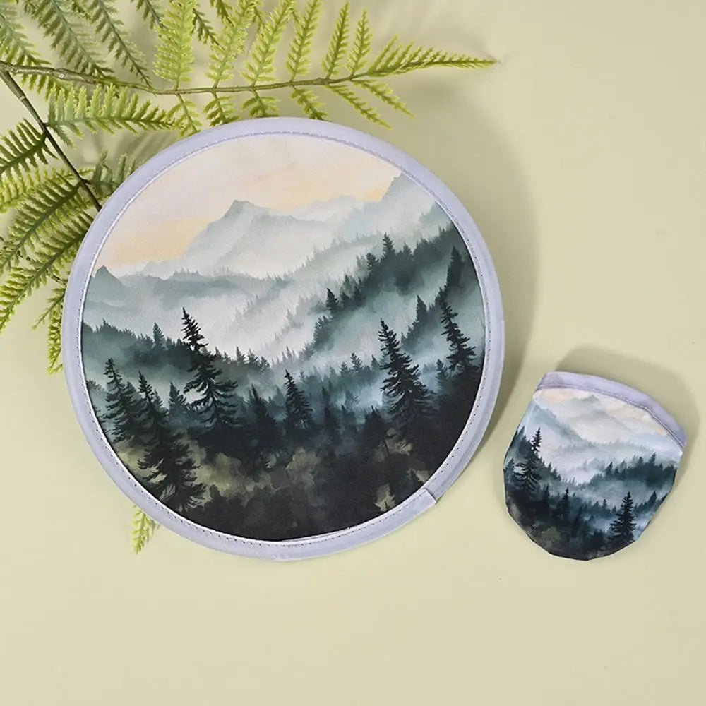 Portable Round Foldable Hand Fan – Flower Oil Painting Design
