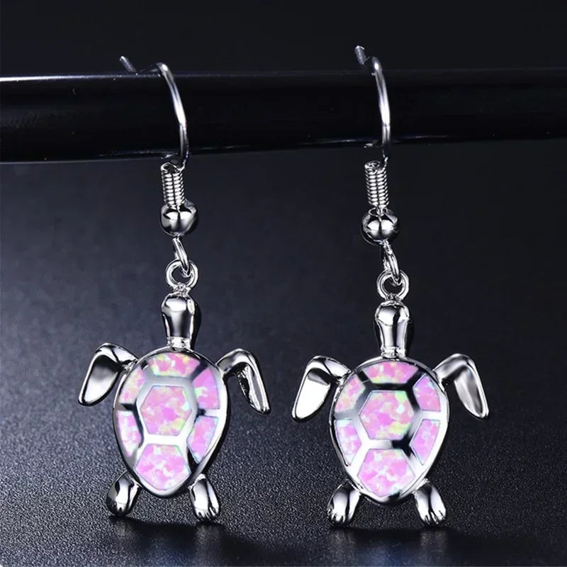 2 Pairs Fire Opal Sea Turtle Drop Earrings for Women | Nixie Drop Earrings Nixie