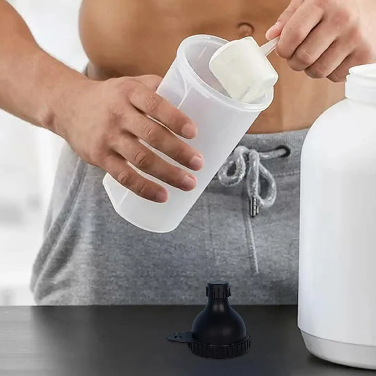 50ml Protein Powder Funnel with Carabiner | Leak-Proof Travel Container Supplement Powder Funnel Nixie