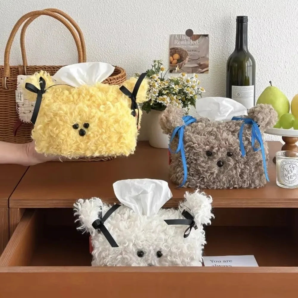 Nordic Plush Tissue Box Cover – Cute Puppy Dog Design Tissue Box Cover Nixie