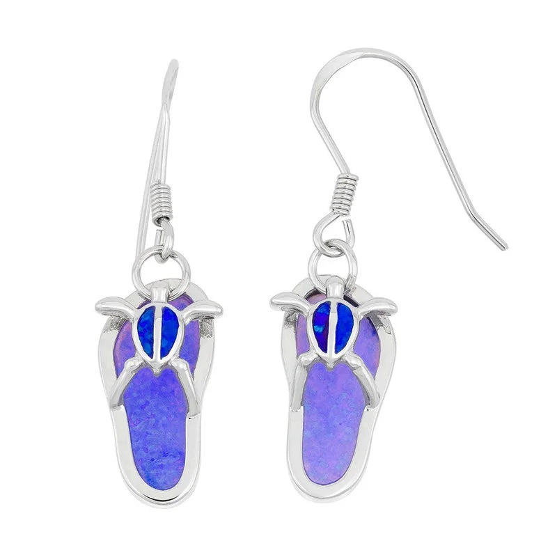 Silver-Plated Rose Red Simulated Opal Drop Earrings Gift Drop Earrings Nixie Blue
