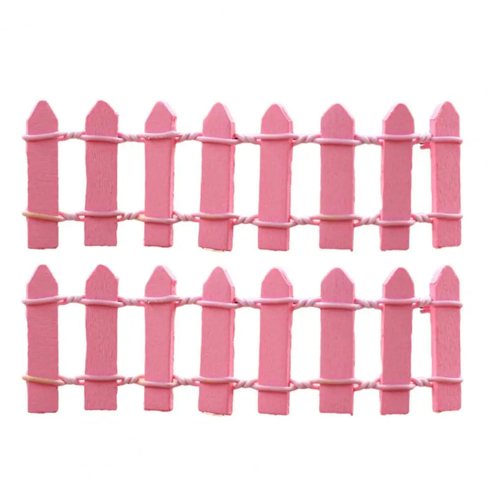 2 Pcs Mini Wood Picket Fence – Fairy Garden & Dollhouse Decor Miniature Garden Ornament Nixie Pink