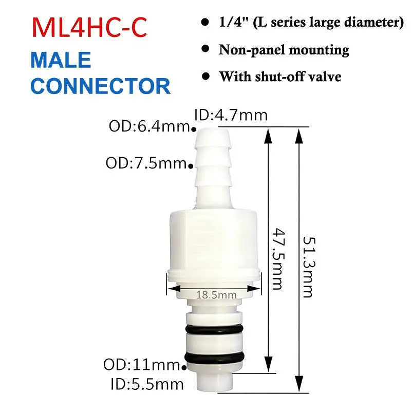 Quick Disconnect Hose Coupling 1/4 5/16 3/8 Valved Barb Connector Hose Quick Coupler Nixie ML4HC