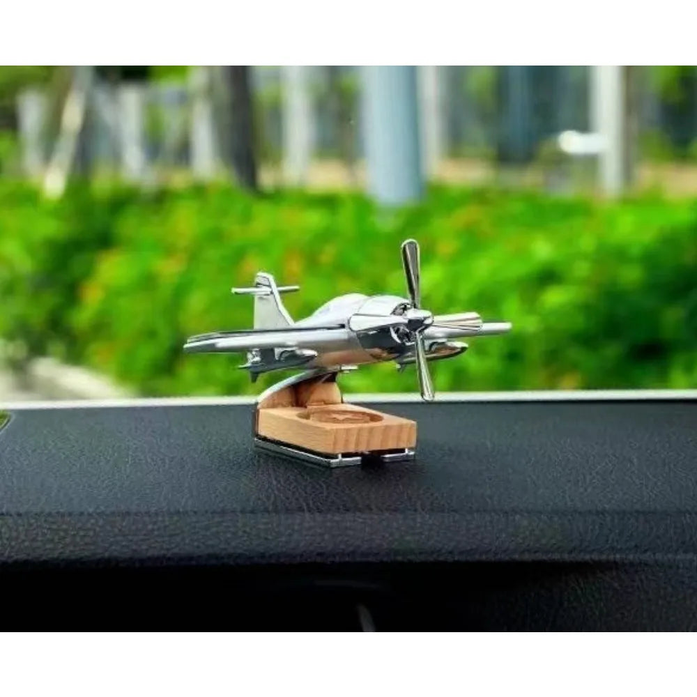 Solar Airplane Fragrance Diffuser – Alloy & Wood Home Car Decor