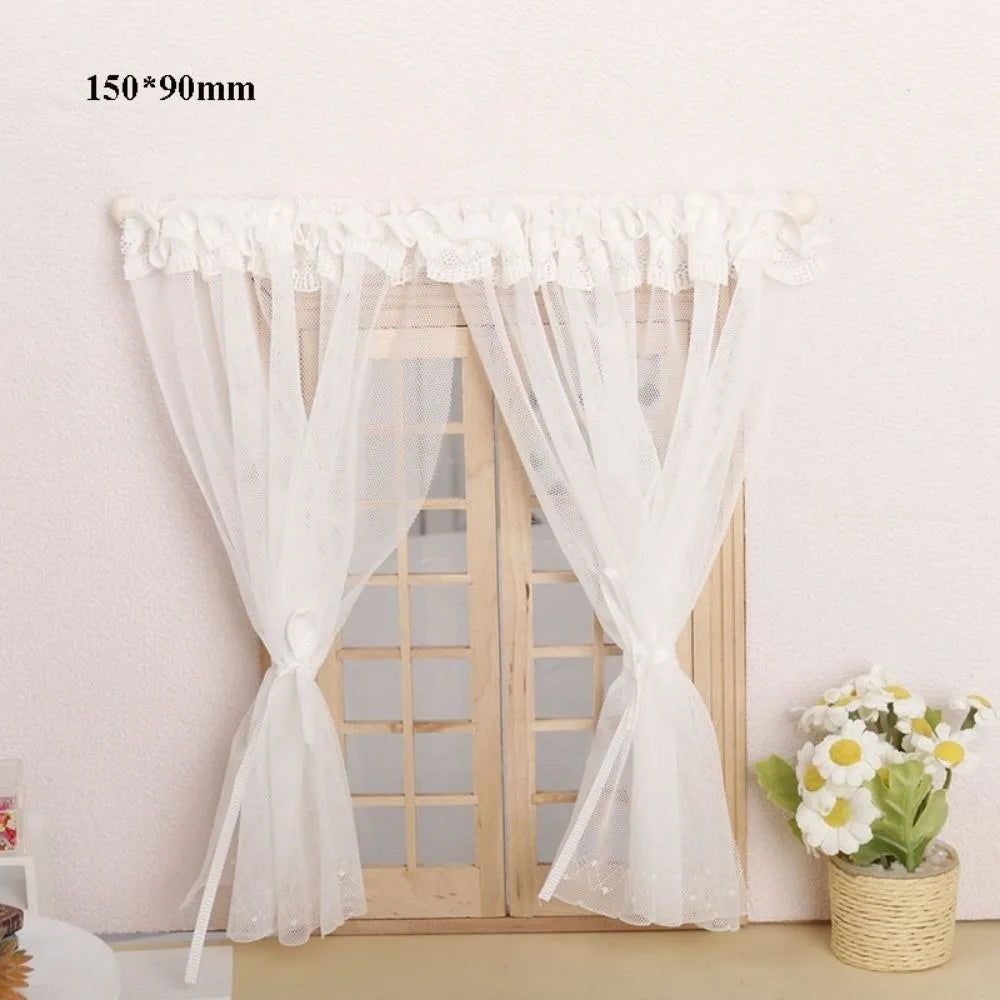 1/12 Dollhouse Floral Lace Curtains | 3 Styles Miniature Decor Dollhouse Accessories Nixie