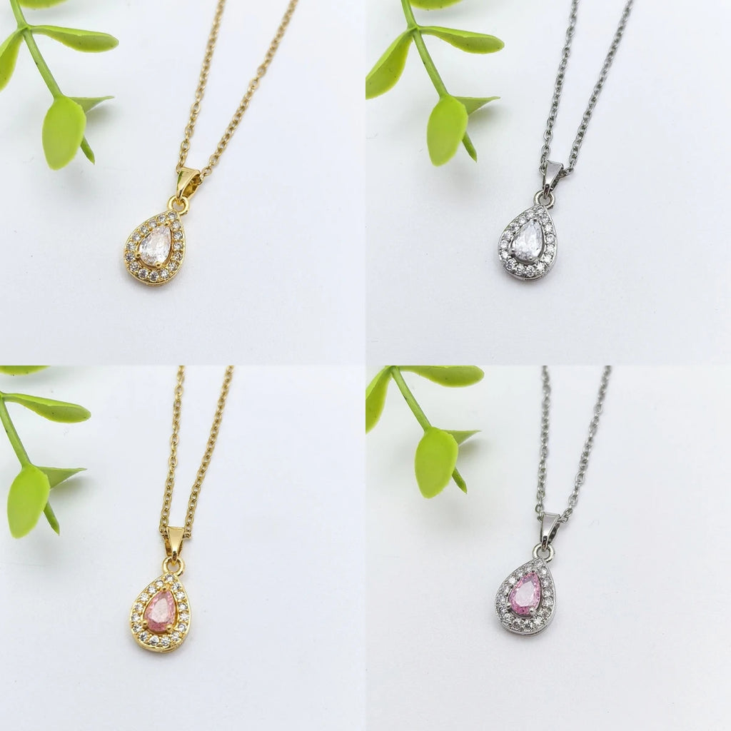 Waterdrop Pendant Necklace | Stainless Steel Clavicle Chain Pendant Necklace Nixie