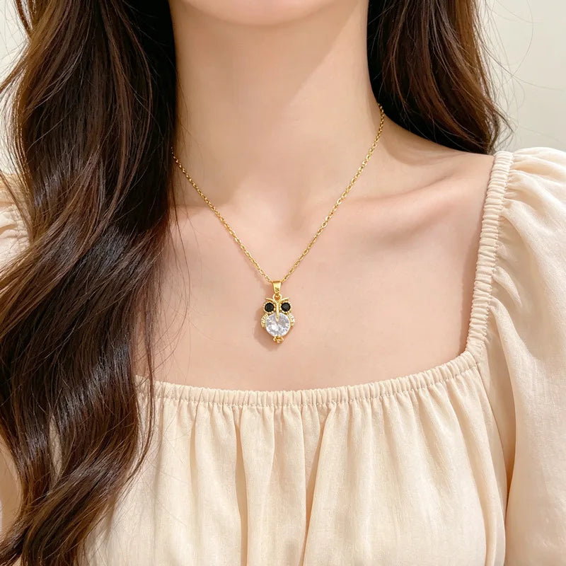 Women's Gold Owl Pendant Necklace – Copper & Stainless Steel Pendant Necklace Nixie