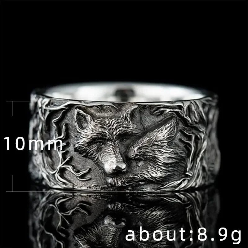 Vintage Silver Plated Wolf Head Ring – Punk Style Sizes 6–10 Fashion Ring Nixie