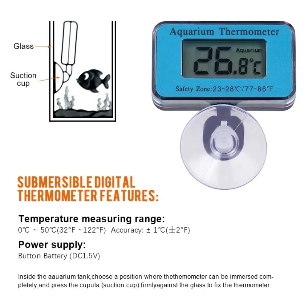 LCD Aquarium Thermometer with Suction Cup – Waterproof Fish Tank