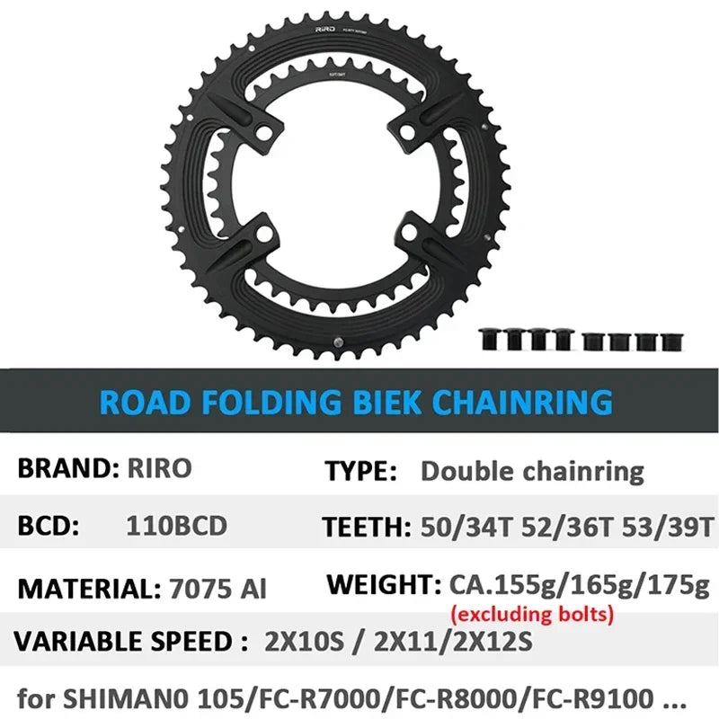 RIRO 110BCD Road Bike Chainring 50/34T 52/36T 53/39T Shimano Bicycle Chainring Nixie