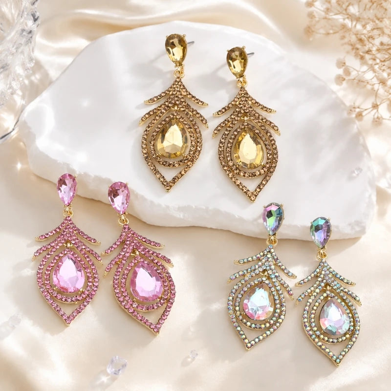 Women's Rhinestone Drop Earrings | 14K Gold Plated Alloy Drop Earrings Nixie