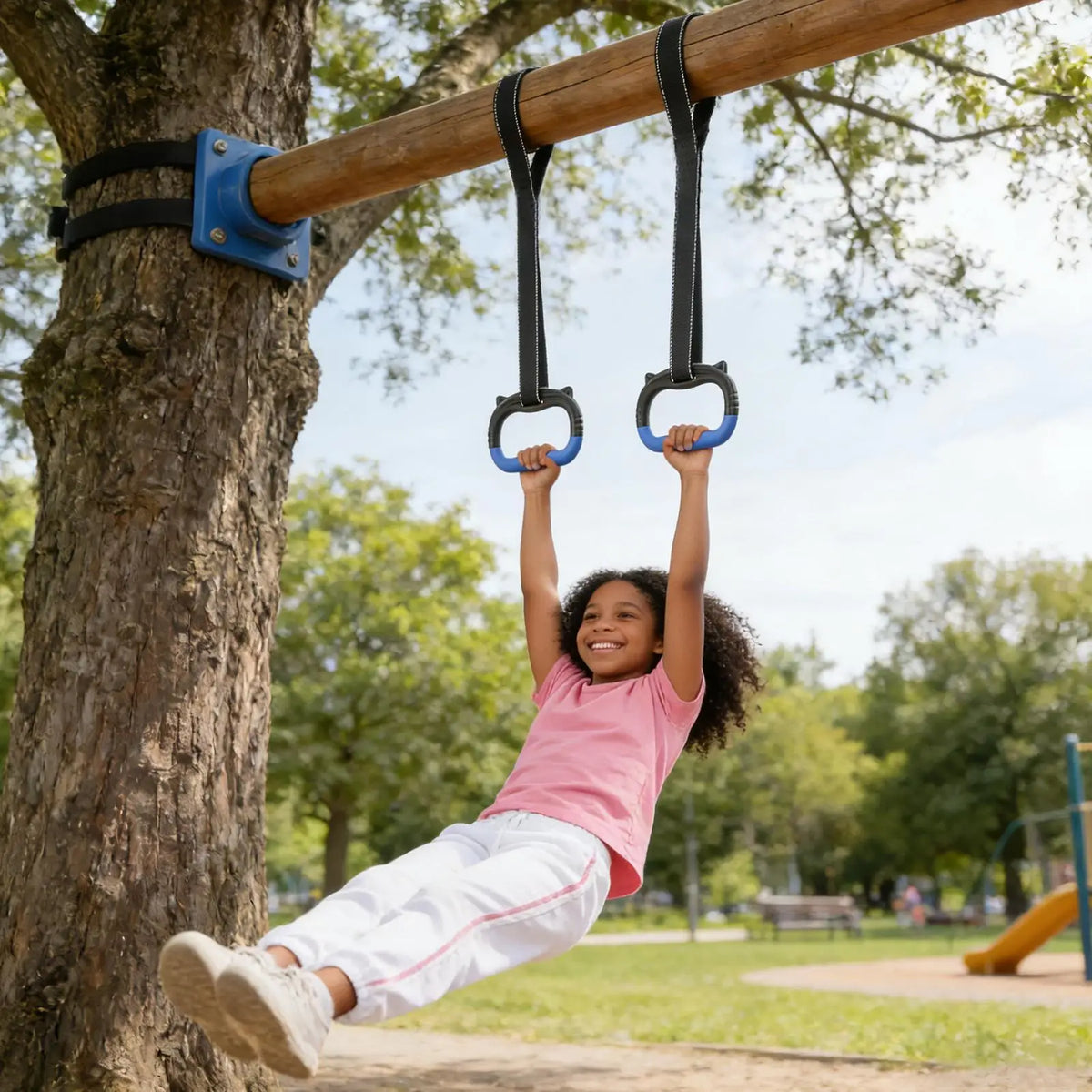 Kids Gymnastics Rings 440 lbs – Adjustable Straps & Pull-Up Bar Kids Gymnastics Rings Nixie