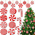 19Pcs Wooden Candy Cane Christmas Ornaments | Red White Tree Decor Christmas Ornaments Nixie Default Title