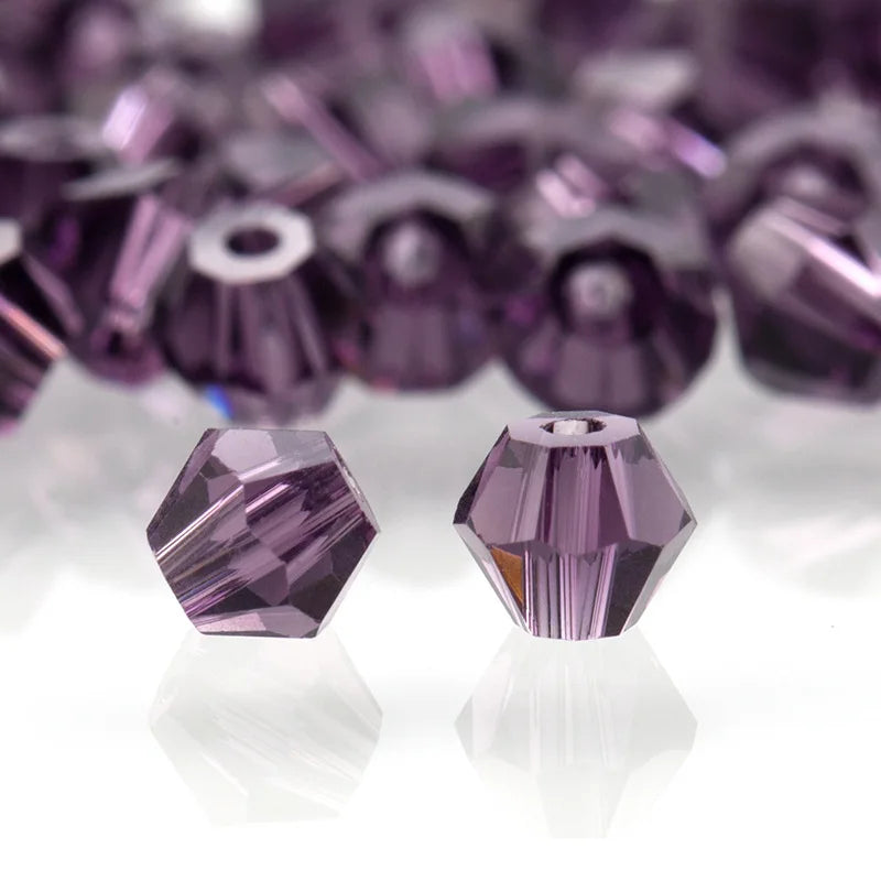 100Pcs 4MM Crystal Glass Bicone Beads – DIY Jewelry Making Jewelry Making Beads Nixie 7-violet