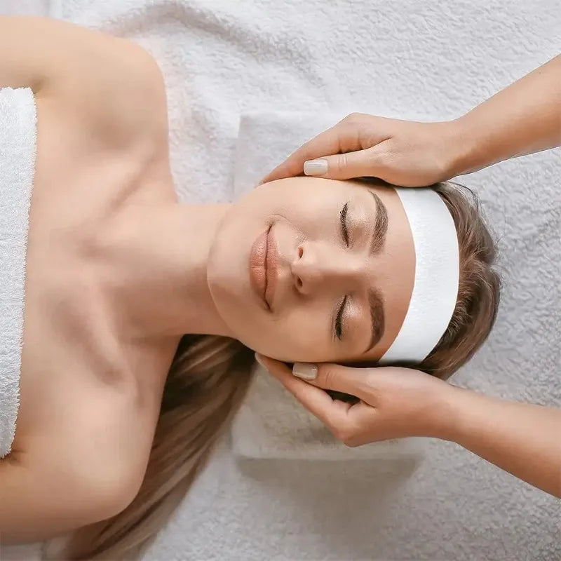 Disposable Spa Facial Headbands Soft Non-Woven Stretch 50 Pcs Disposable Spa Headband Nixie