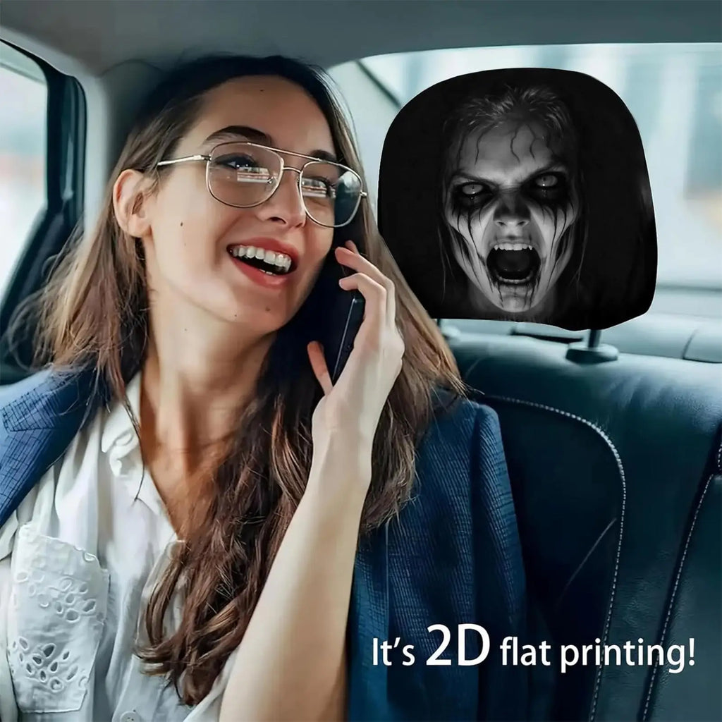 Ghost Face Car Headrest Covers | Halloween Seat Pillowcase 2-Pack Car Headrest Cover Nixie
