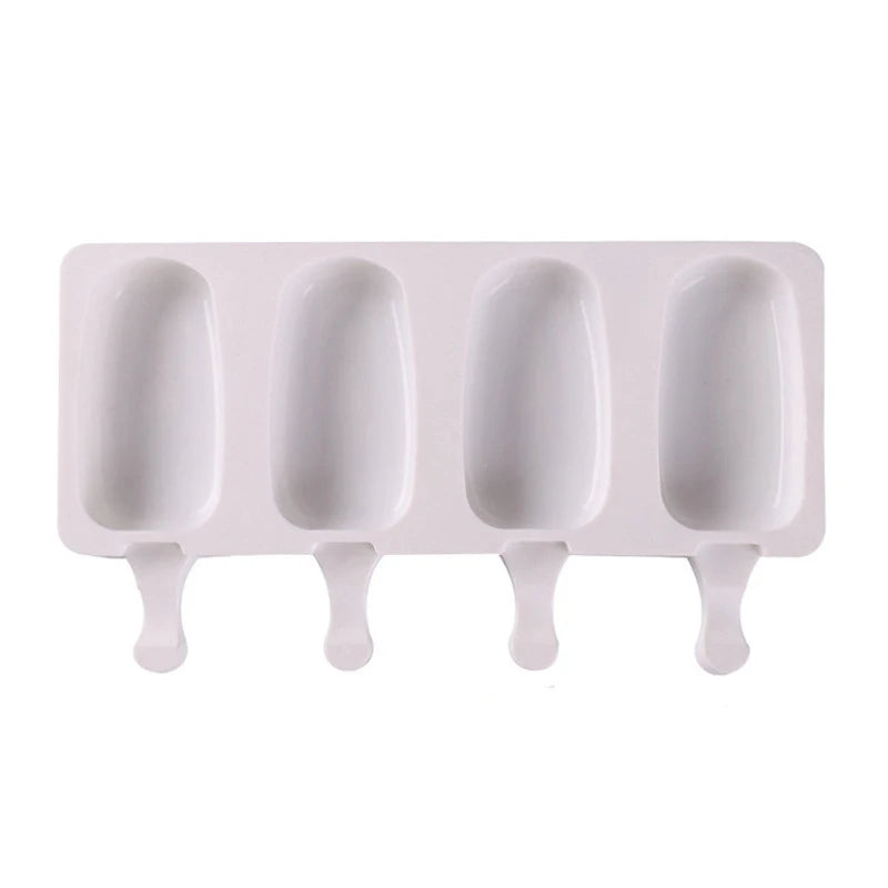 4-Pack Large Silicone Popsicle Molds with Wooden Sticks