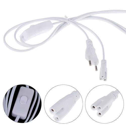 1.8m EU Plug Power Cord with Switch for T5 T8 LED Tubes LED Power Cord Nixie