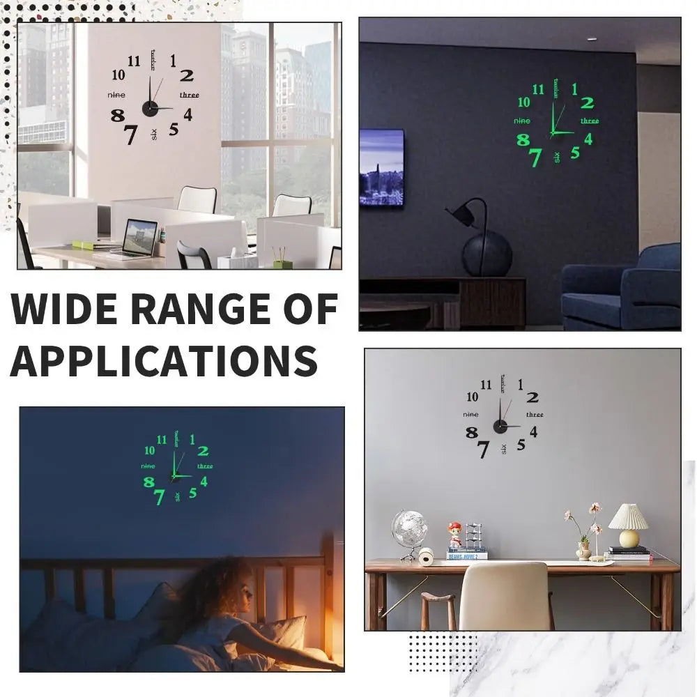 DIY Frameless Acrylic Wall Clock Modern Night Light Home Decor