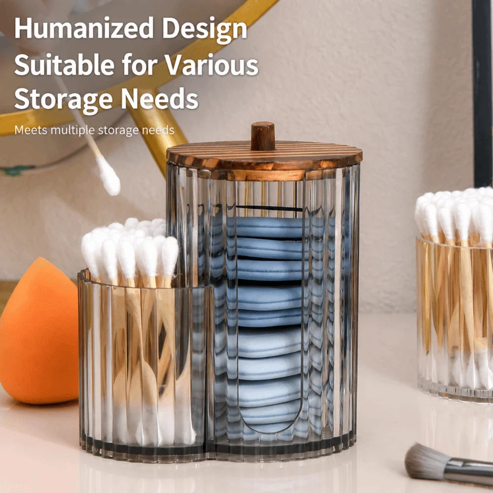 2-in-1 Q-Tip Holder Dustproof Makeup Pad Organizer Storage Box Makeup Organizer Box Nixie