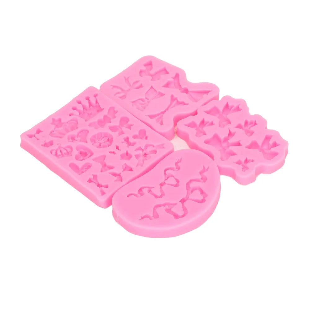 4pcs Bowknot Crown Silicone Baking Moulds – Nonstick Fondant Molds Silicone Baking Mould Nixie
