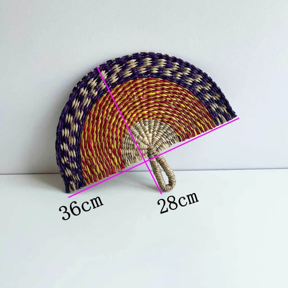 Natural Seaweed Handmade Boho Woven Fan – Home Decor Decorative Woven Fan Nixie H