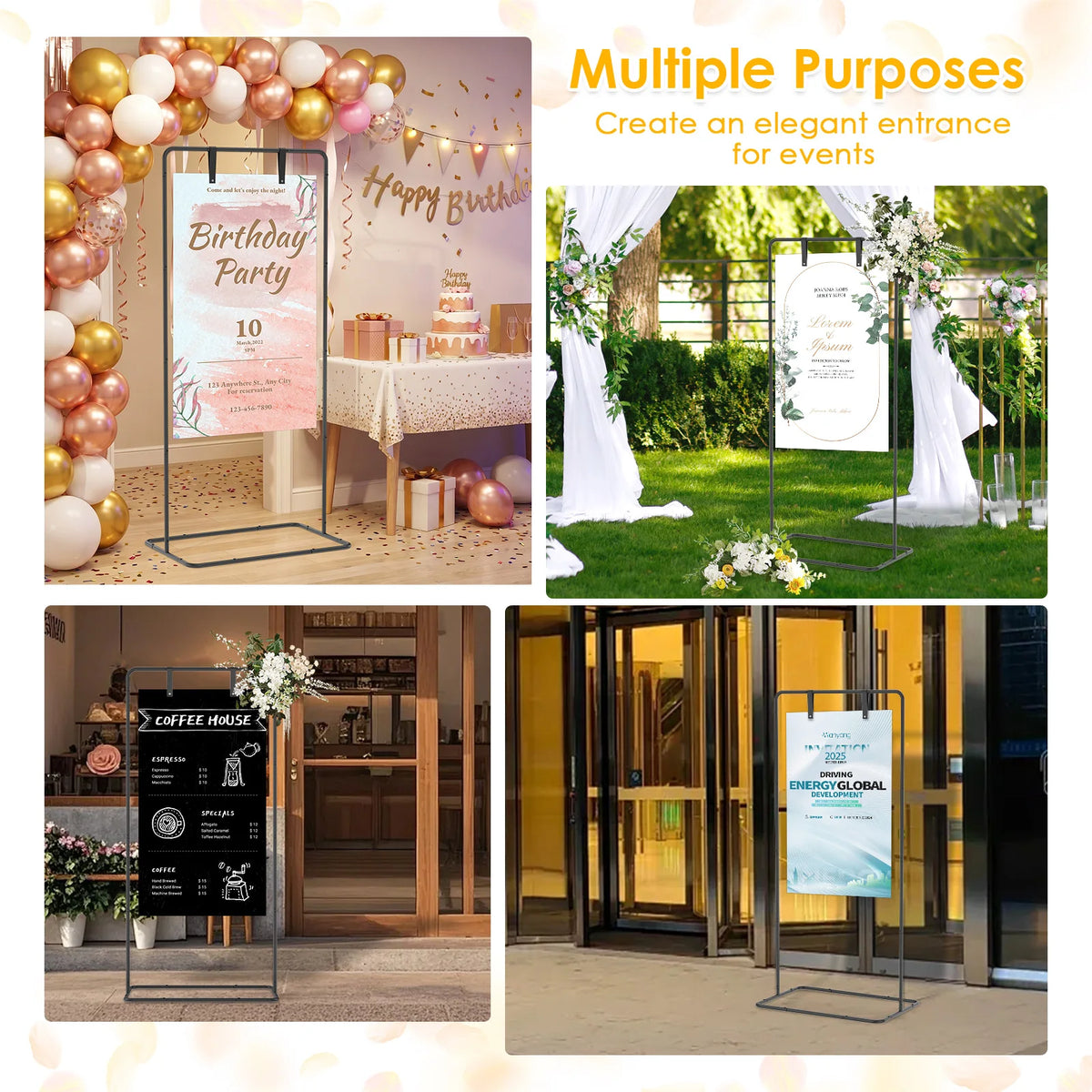 Adjustable Wedding Sign Stand Easel with Leather Straps Wedding Sign Stand Nixie