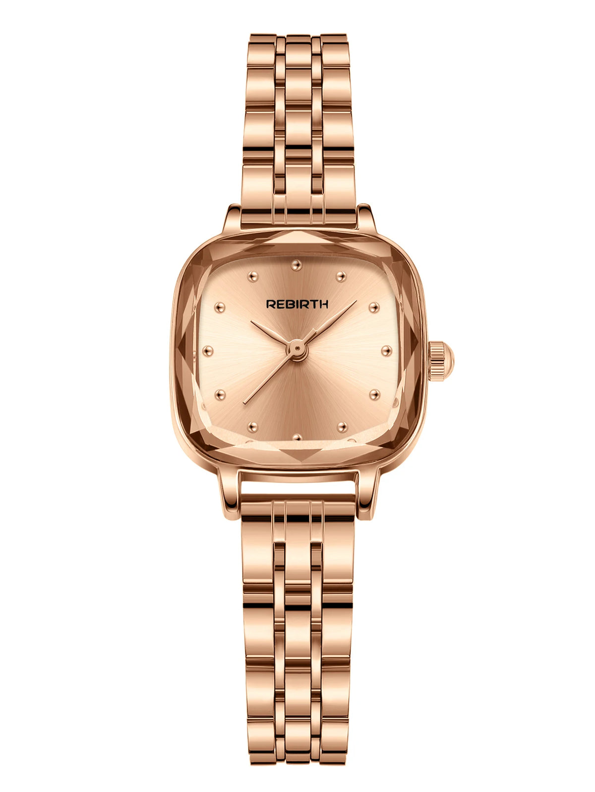 REBIRTH Women's Retro Square Quartz Watch – Steel Strap Women's Quartz Watch Nixie 4