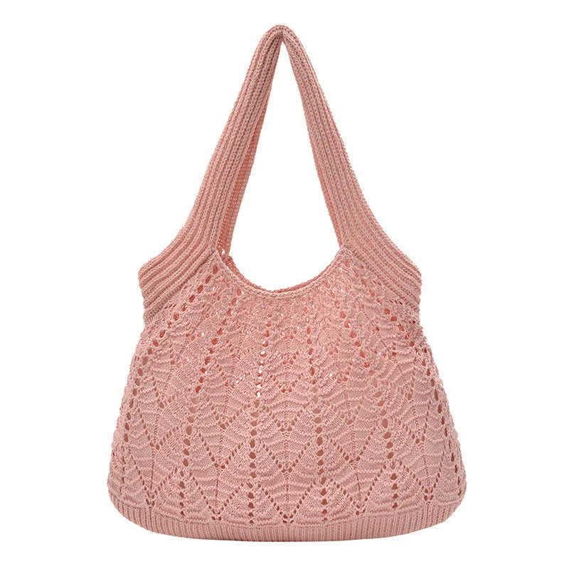 Women's Knitted Cotton Tote Bag – Large Capacity Shoulder Bag Knitted Tote Bag Nixie