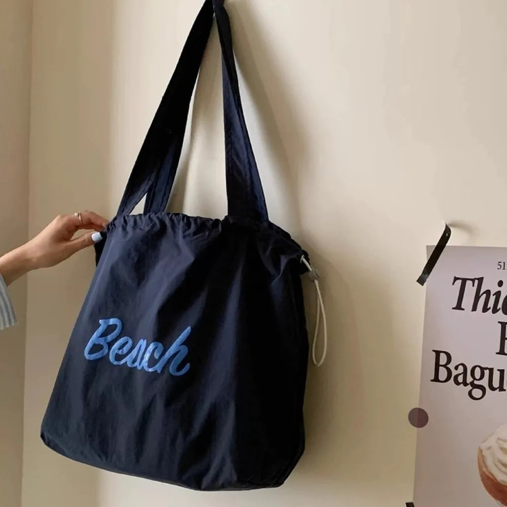 Women's Large Canvas Tote Bag – Letter Print Shoulder Handbag Canvas Tote Bag Nixie