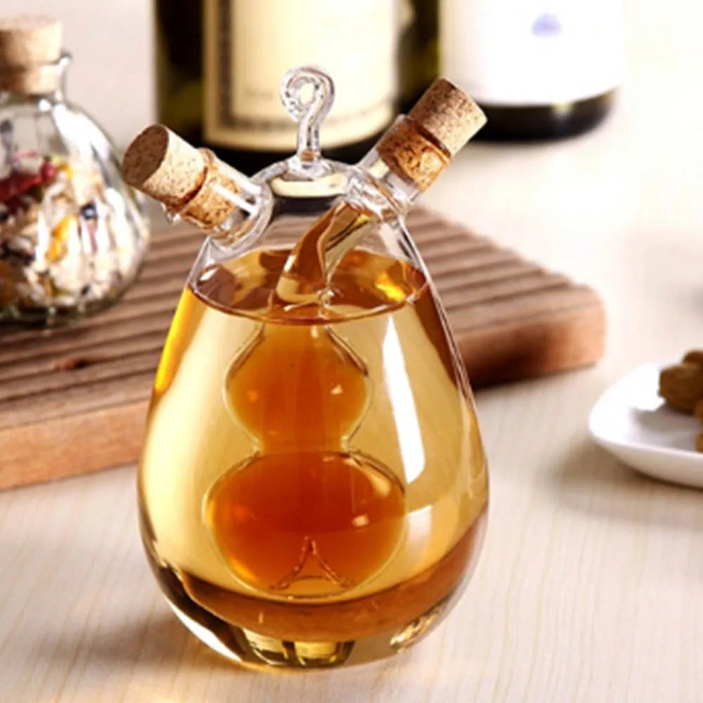 Glass 2-in-1 Olive Oil & Vinegar Dispenser Bottle 350ml Oil Vinegar Dispenser Nixie
