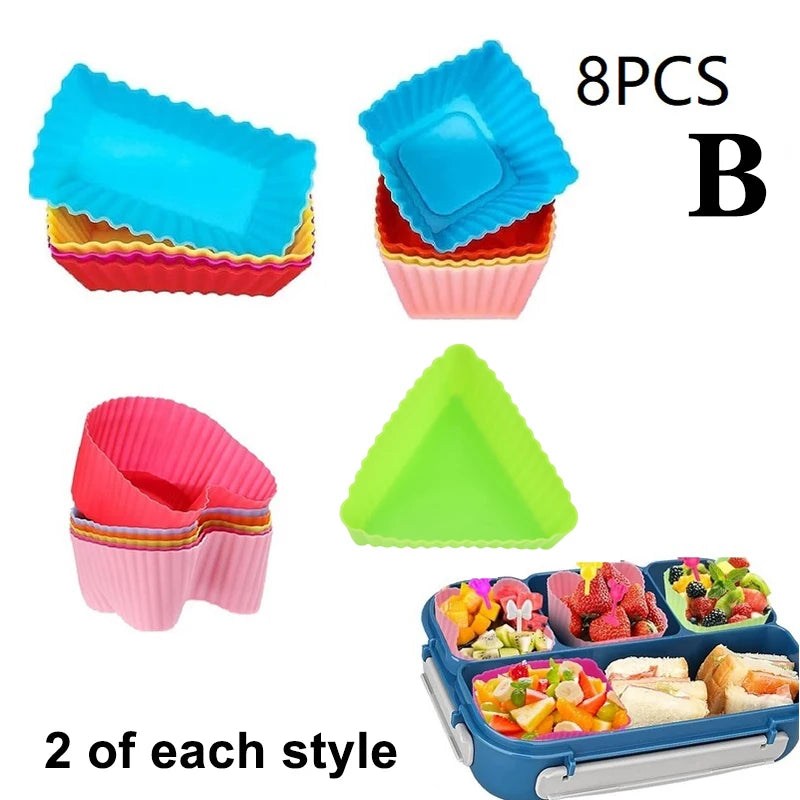 8PCS Silicone Bento Box Dividers & Cupcake Liners for Kids Bento Box Dividers Nixie B