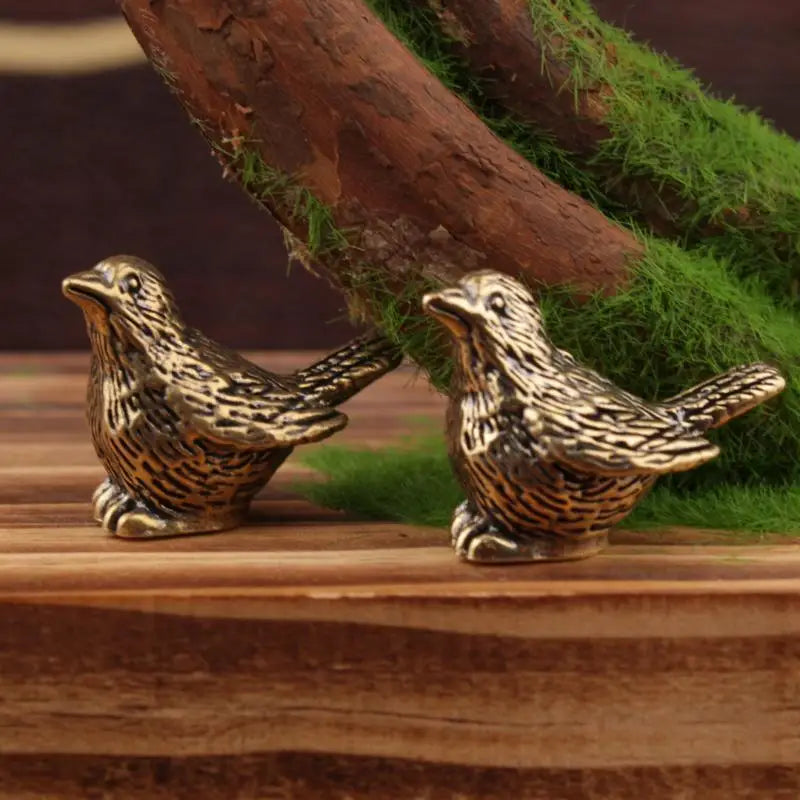 Solid Brass Sparrow Tea Pet Carved Bird Figurine Ornament Brass Bird Figurine Nixie