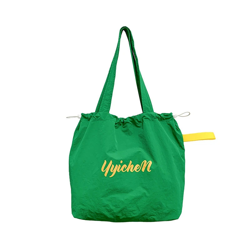 Women's Large Drawstring Nylon Tote Shoulder Bag | Casual Nylon Tote Bag Nixie