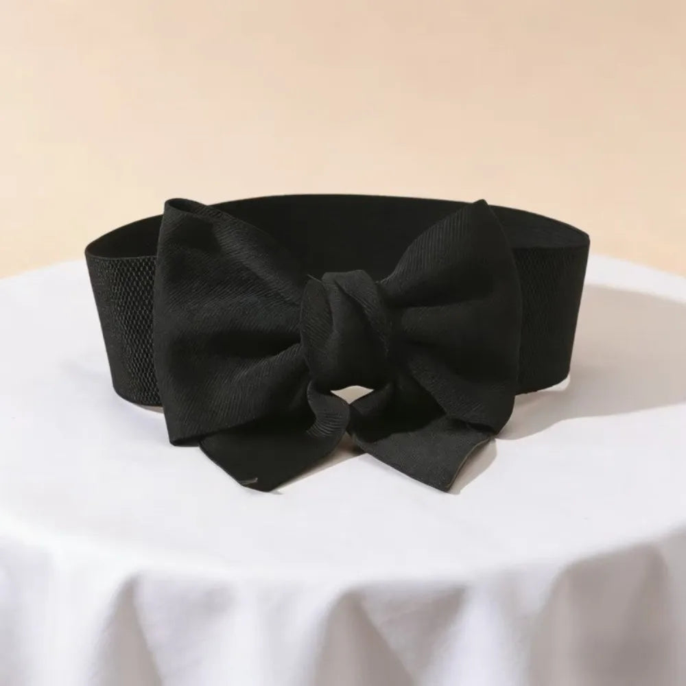 Elegant Bowknot Wide Elastic Waist Belt for Dresses