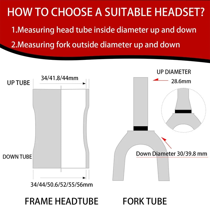 BUCKLOS Bike Headset 34-56mm Sealed Bearing MTB Road Bicycle Bicycle Headset Nixie