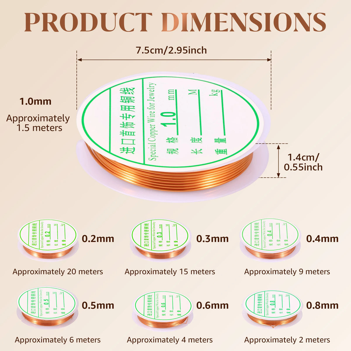 Copper Wire Kit for Jewelry Making – 7 Gauges, Anti-Tarnish Jewelry Craft Wire Nixie copper 7 Rolls