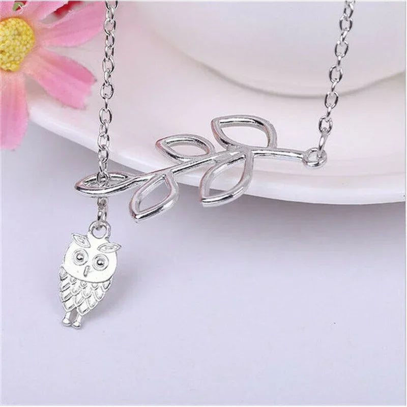 Women's Owl Charm Choker Statement Bib Necklace | Silver Pendant Necklace Nixie