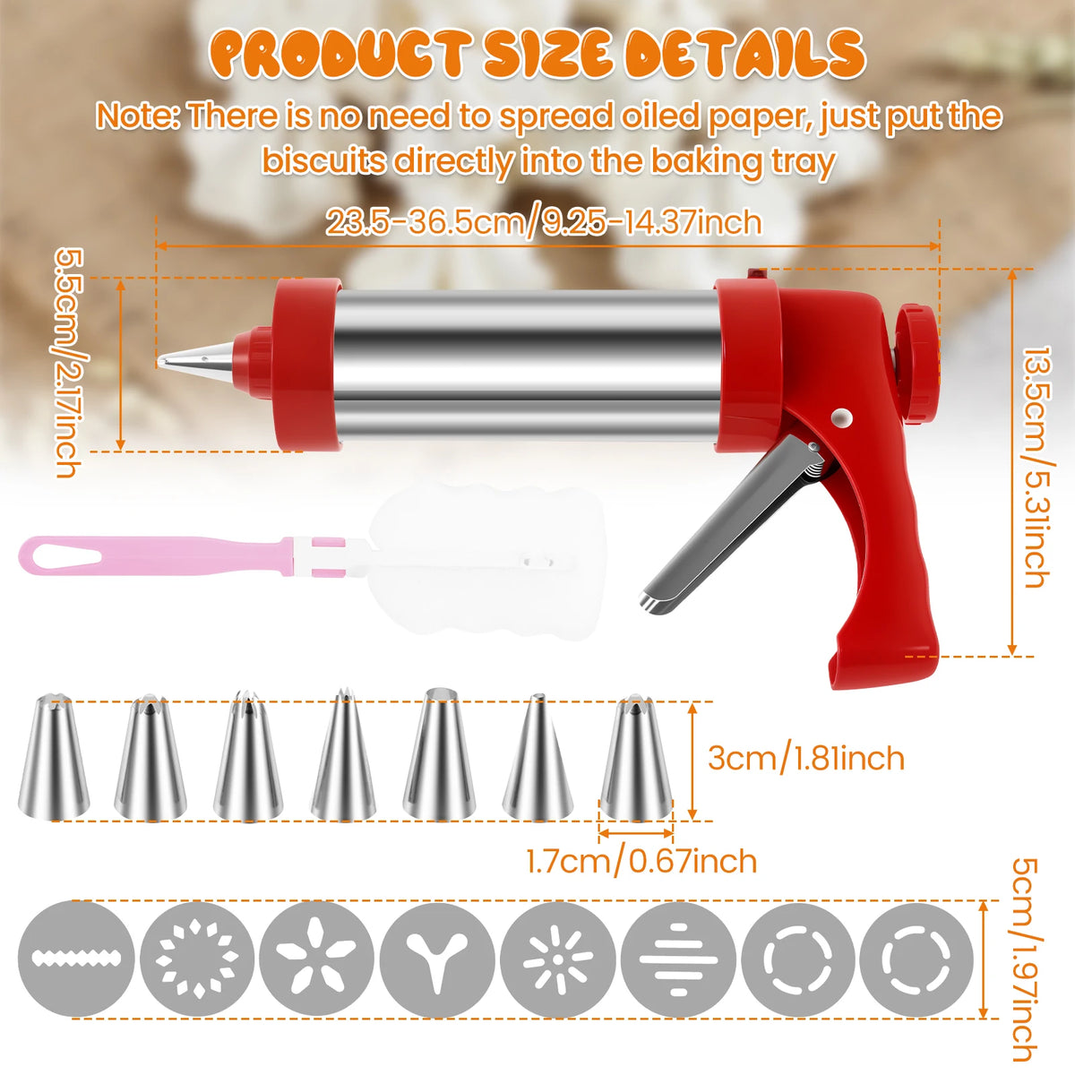 Stainless Steel Churro Maker Machine with 3 Nozzles & Piping Bag Churro Maker Kit Nixie Style 1