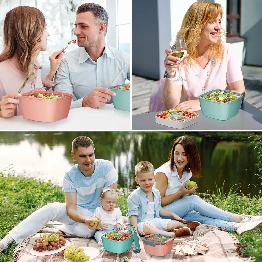 Portable Mesh Salad Bowl Lunch Box with Leak-Proof Dressing Cup Salad Lunch Container Nixie
