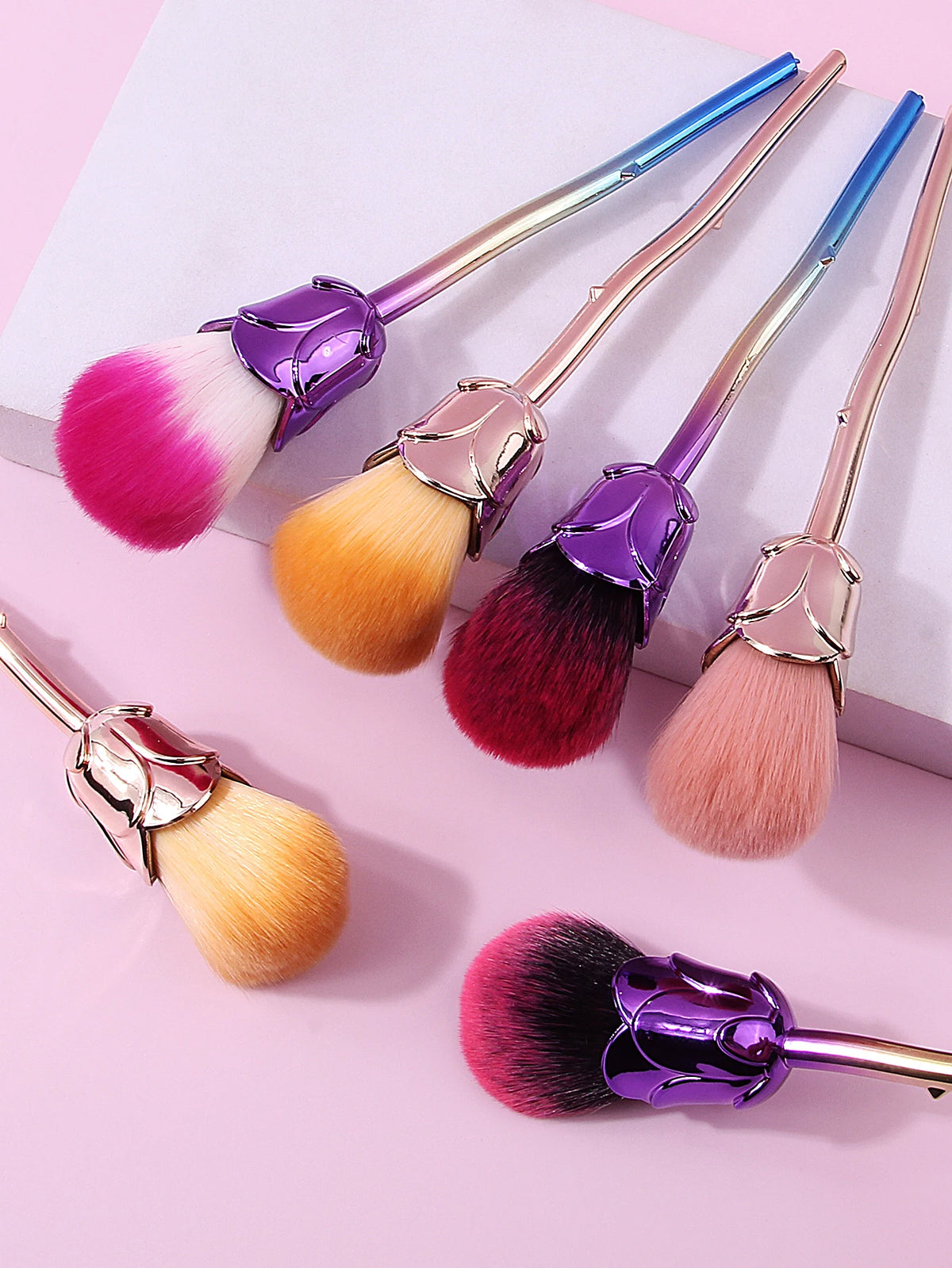 Rose Nail & Makeup Brush Set – Soft Wool Bristles | Nixie