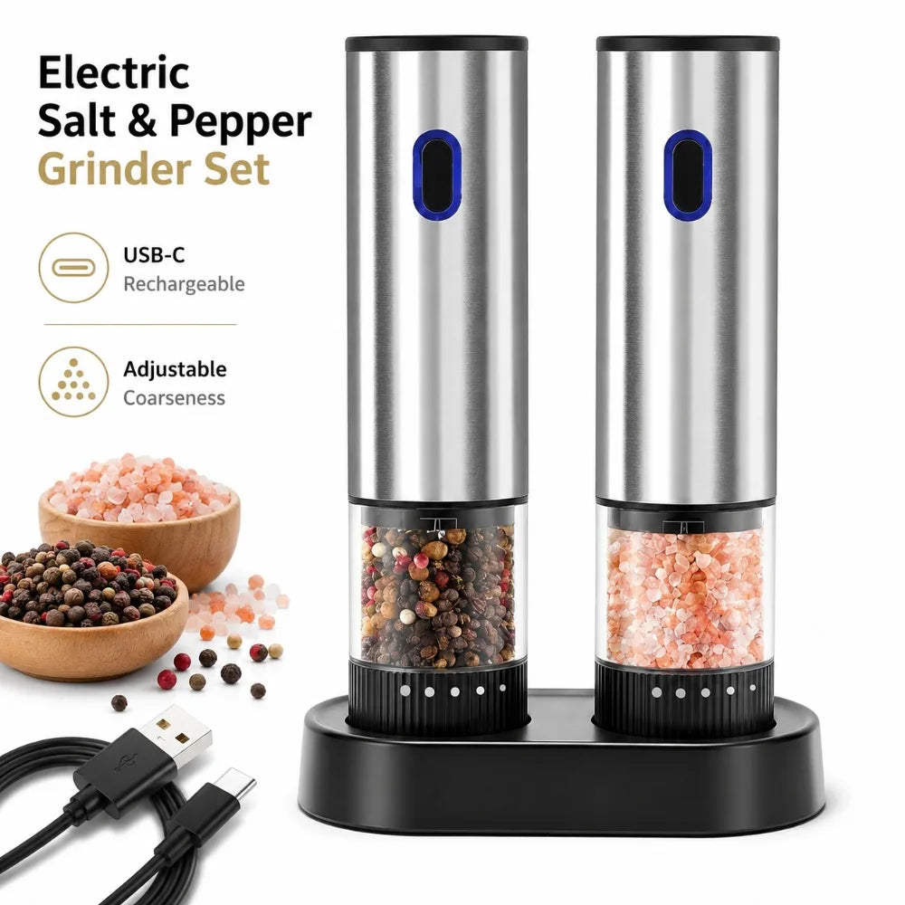 Nixie Electric Rechargeable Salt & Pepper Grinder Mill – 5-Stage