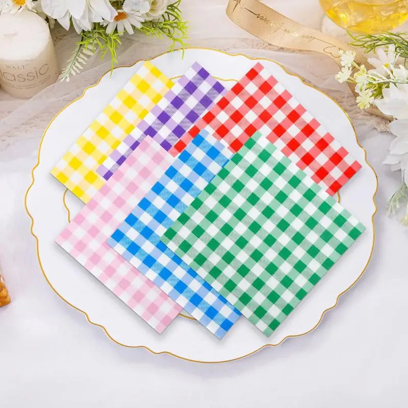Gingham Disposable Paper Napkins 20 Sheets – Party Supplies Disposable Paper Napkins Nixie