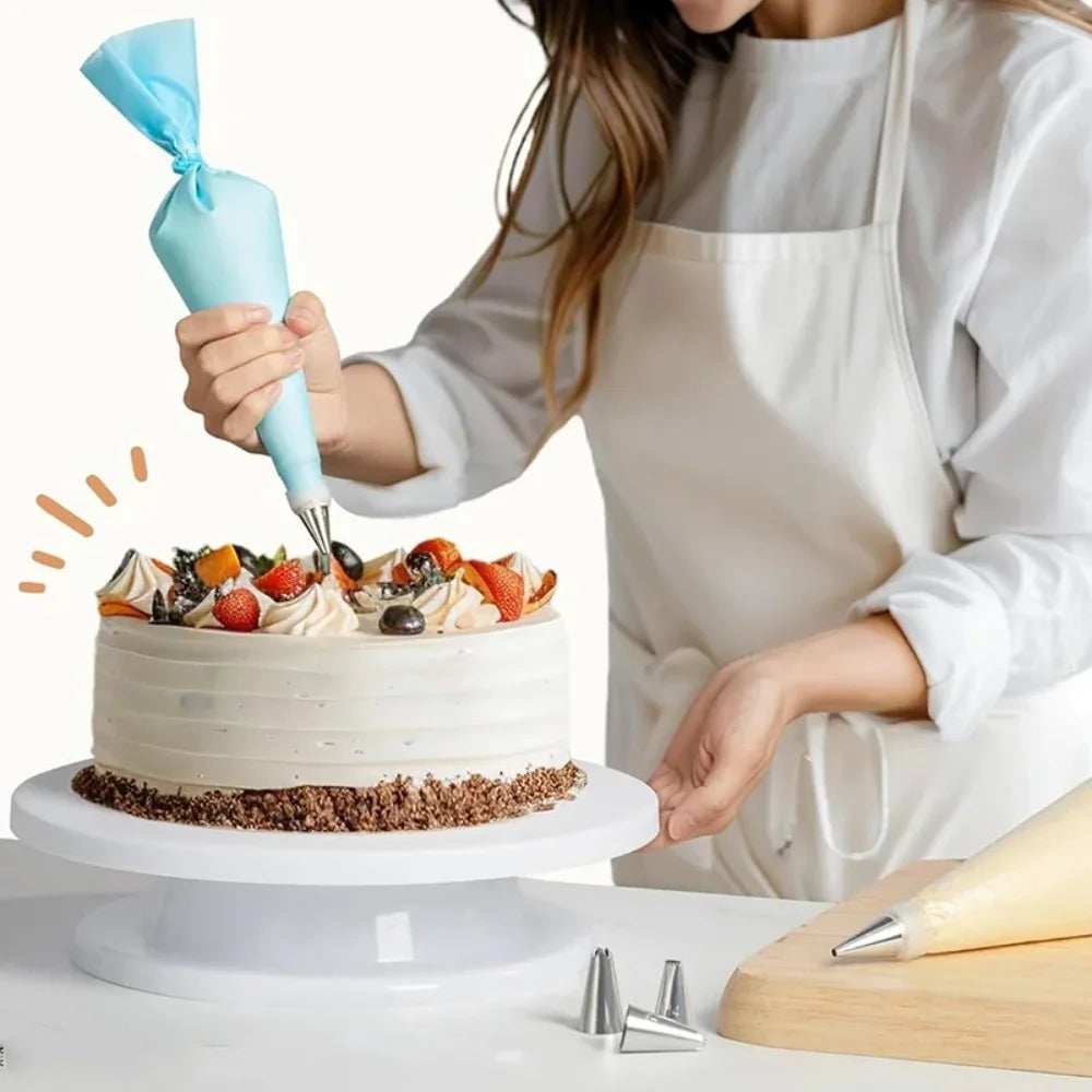 360° Cake Turntable Set – Scraper, Nozzles & Decorating Tools Cake Decorating Set Nixie