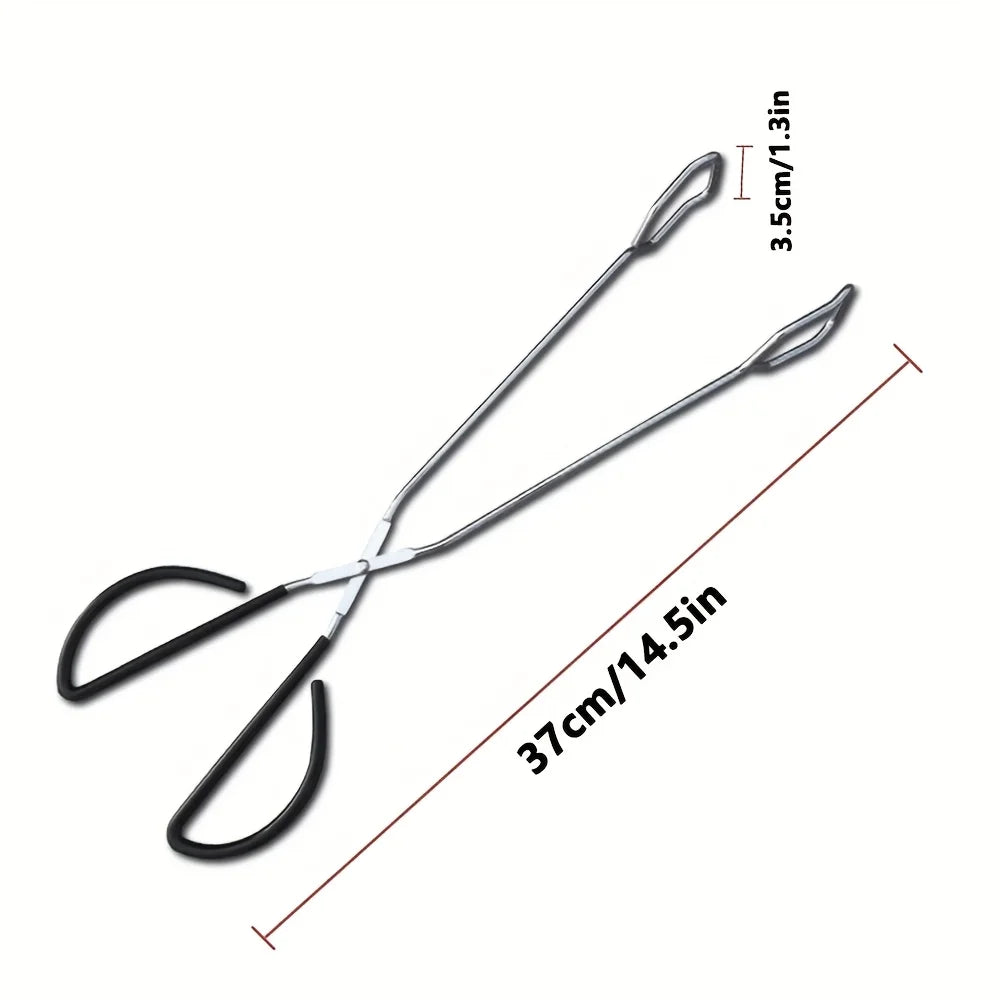 Stainless Steel BBQ Charcoal Tongs – Long Heat-Resistant Clamp BBQ Charcoal Tongs Nixie