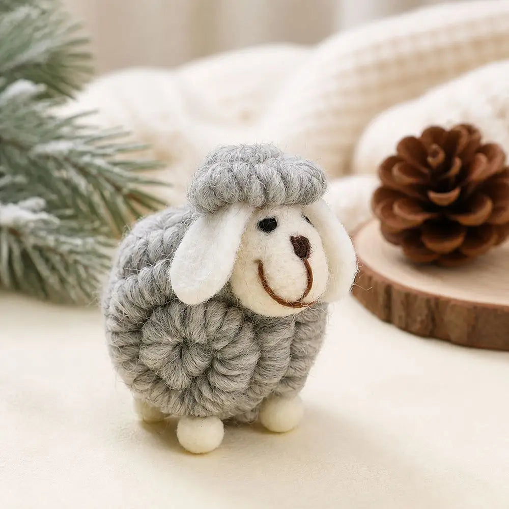 Wool Felt Christmas Sheep Figurine Nordic Lamb Ornament Christmas Figurine Nixie