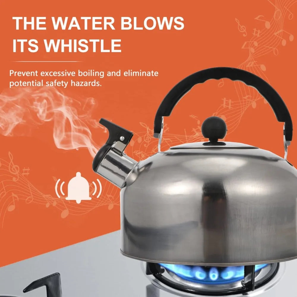 3L Stainless Steel Whistling Camping Kettle | Ergonomic Handle Stovetop Whistling Kettle Nixie