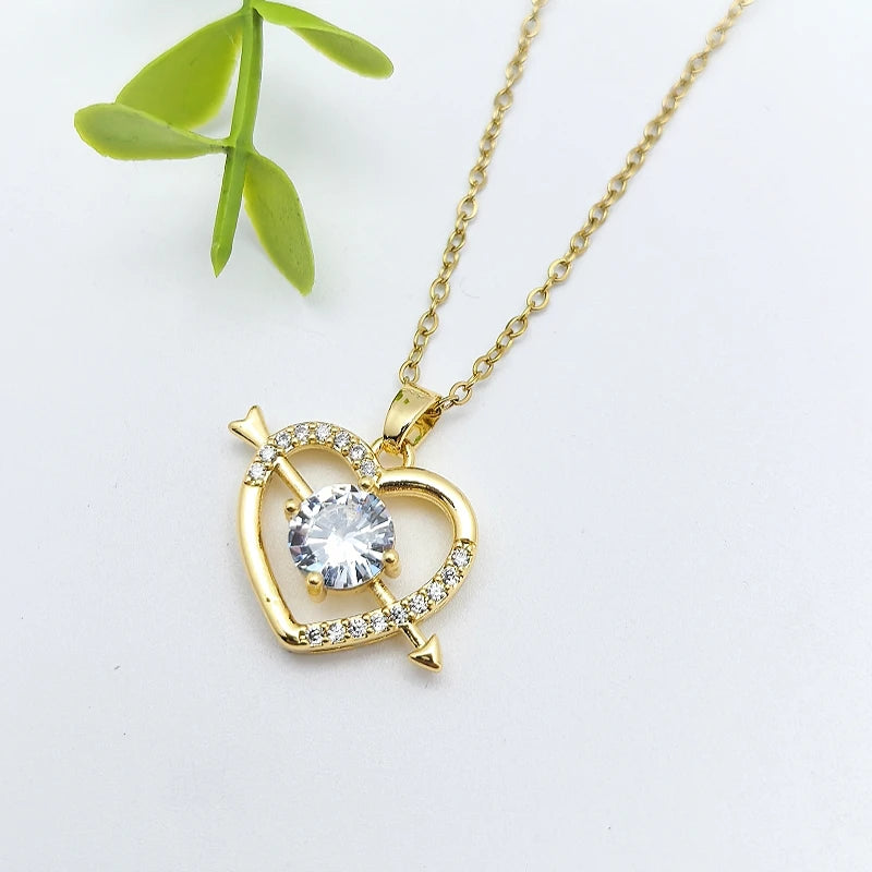 Arrow Through Heart Pendant Necklace – Copper & Stainless Steel Pendant Necklace Nixie