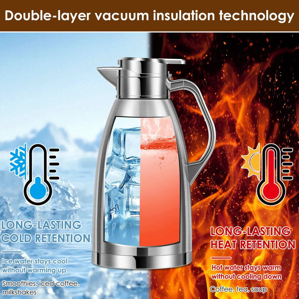 2.3L Vacuum Insulated Thermal Carafe – Stainless Steel Coffee Jug Thermal Carafe Nixie