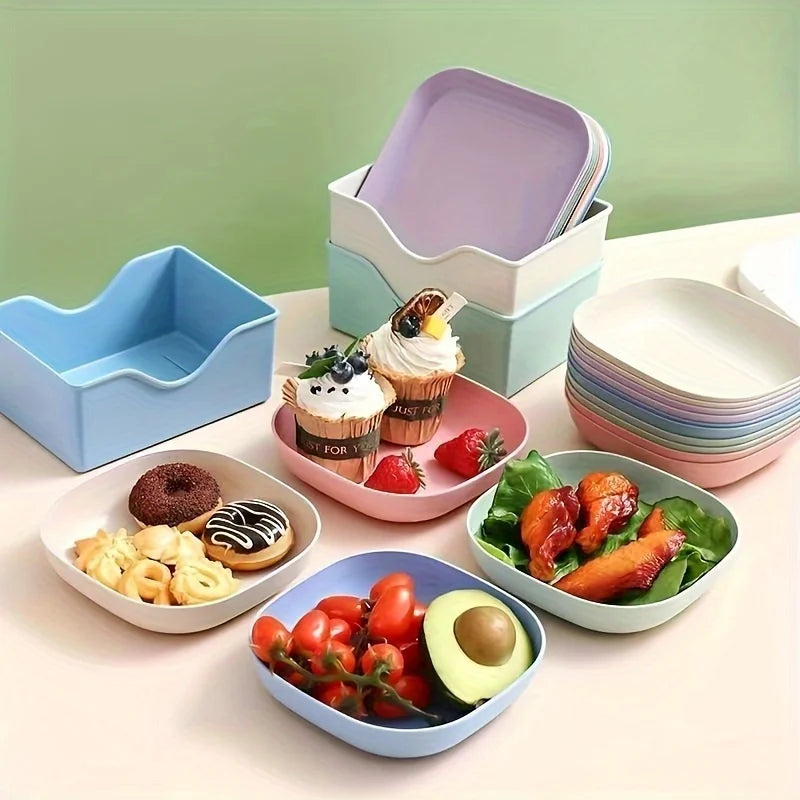 10-Piece Reusable Plastic Dessert & Snack Plates Set | Party Dishes